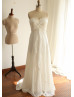 Strapless Lace Chiffon Full Length Wedding Dress